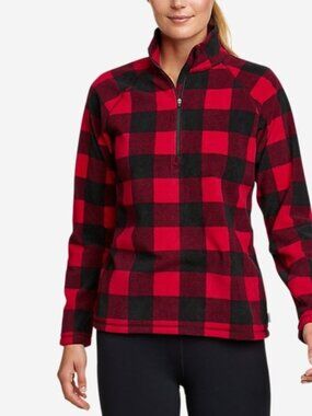 Eddie Bauer Buffalo Plaid Fast Fleece Pullover 1/4 - Medium